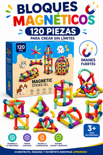 Juego de Bloques Magnéticos 120 Piezas
