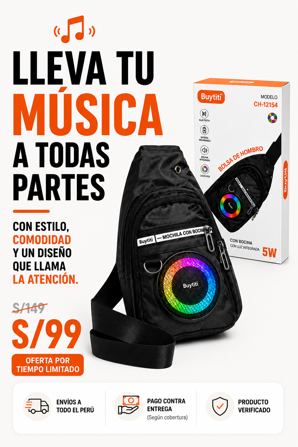 Mochila Parlante Bluetooth RGB